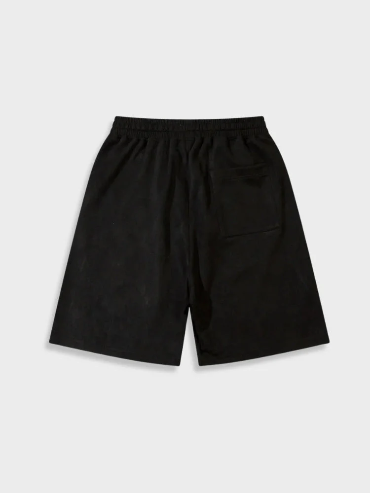 Black Suede Streetwear Shorts - Image 2