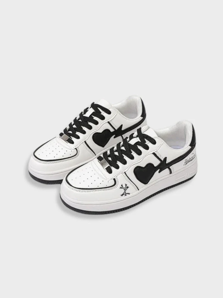 Clean White Retro Heart Sneakers - Image 4