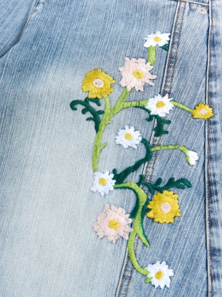 DCRB Baggy Washed Flower Denim Jeans - Image 3