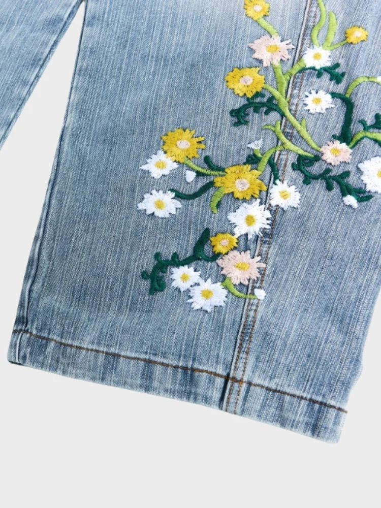 DCRB Baggy Washed Flower Denim Jeans - Image 5