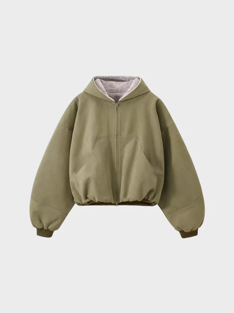 DCRB Boxy Teddy Fleece Zipper with Hoodie - Image 3
