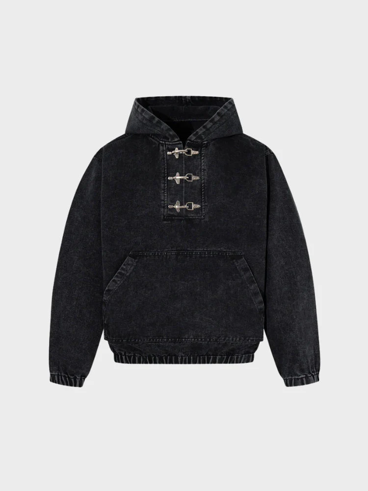 DCRB Toggle Front Washed Denim Hoodie