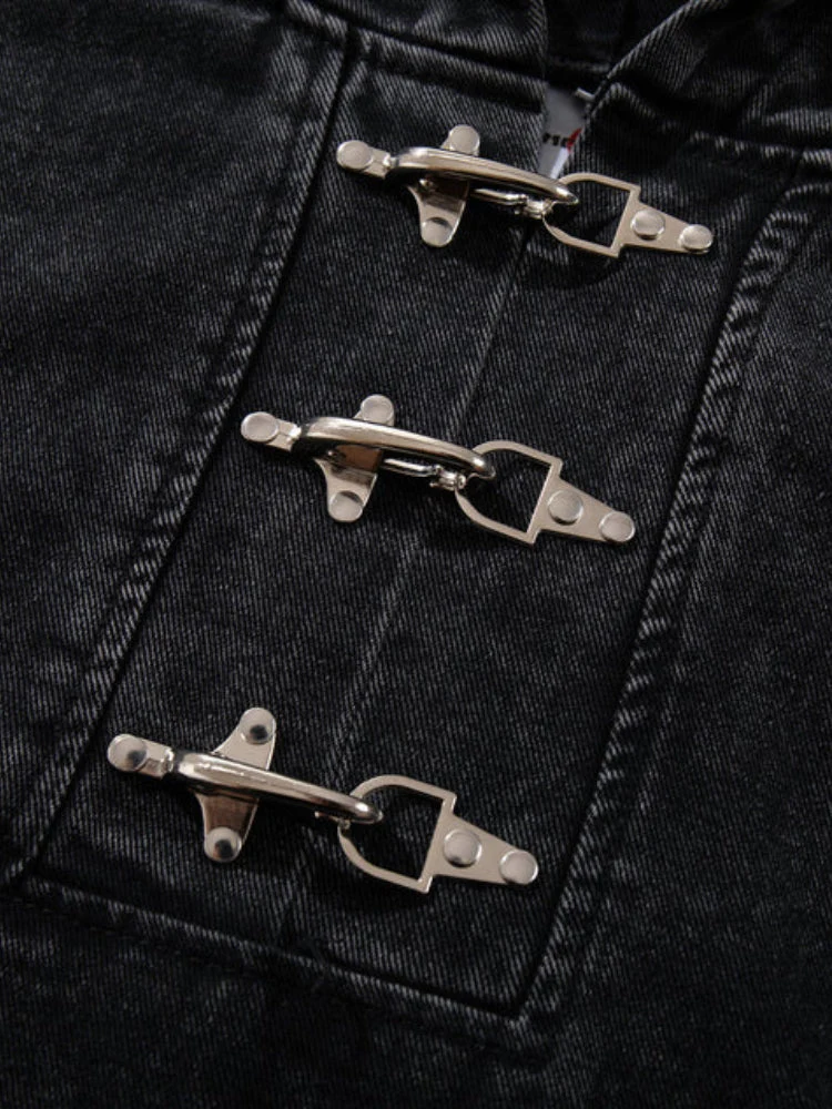 DCRB Toggle Front Washed Denim Hoodie - Image 6