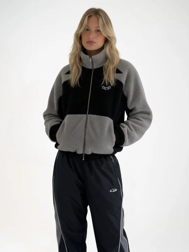 DCRB Two Tone Sherpa Fleece Jacket Black - Image 2
