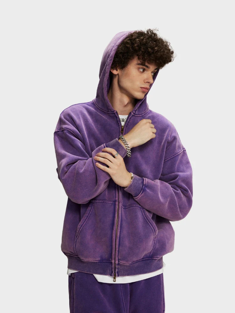 Decarba Washed Hoodie with Zipper - Image 34