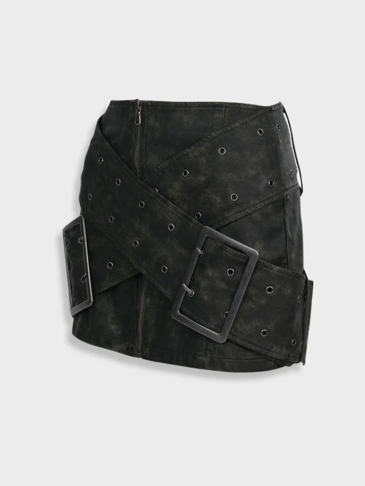 High Waist Metal Buckle Shorts - Image 3