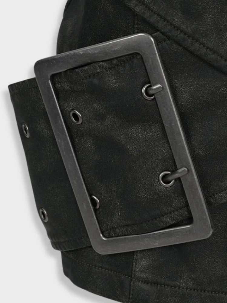 High Waist Metal Buckle Shorts - Image 4
