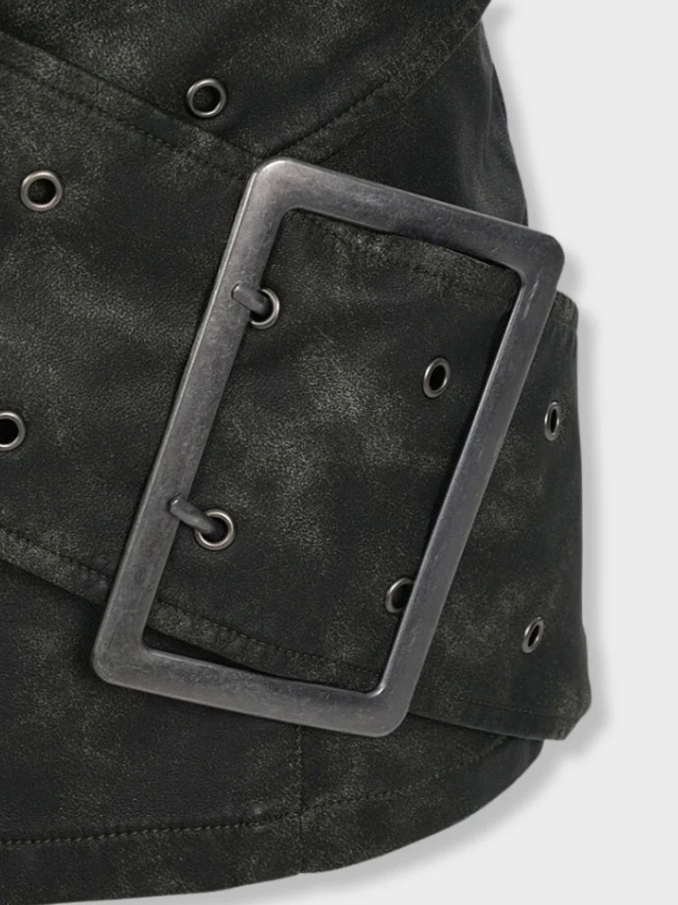High Waist Metal Buckle Shorts - Image 5