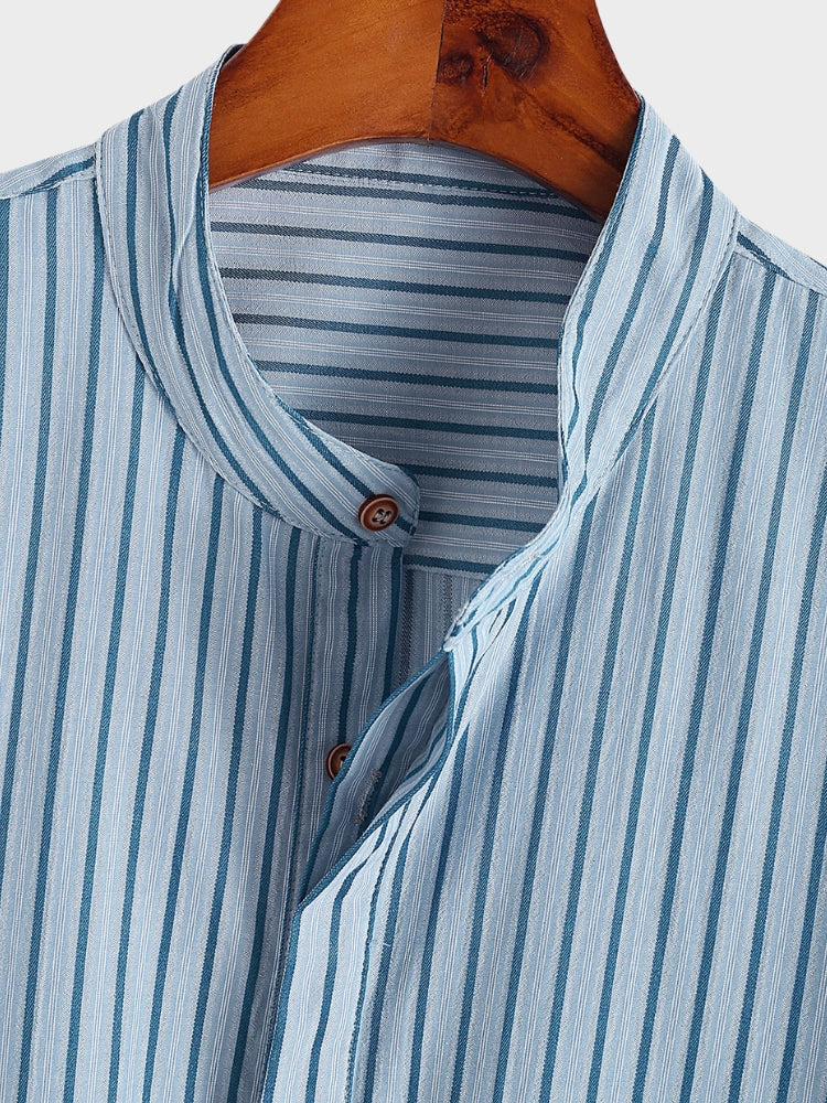 Light Blue Mykonos Collar Shirt - Image 4