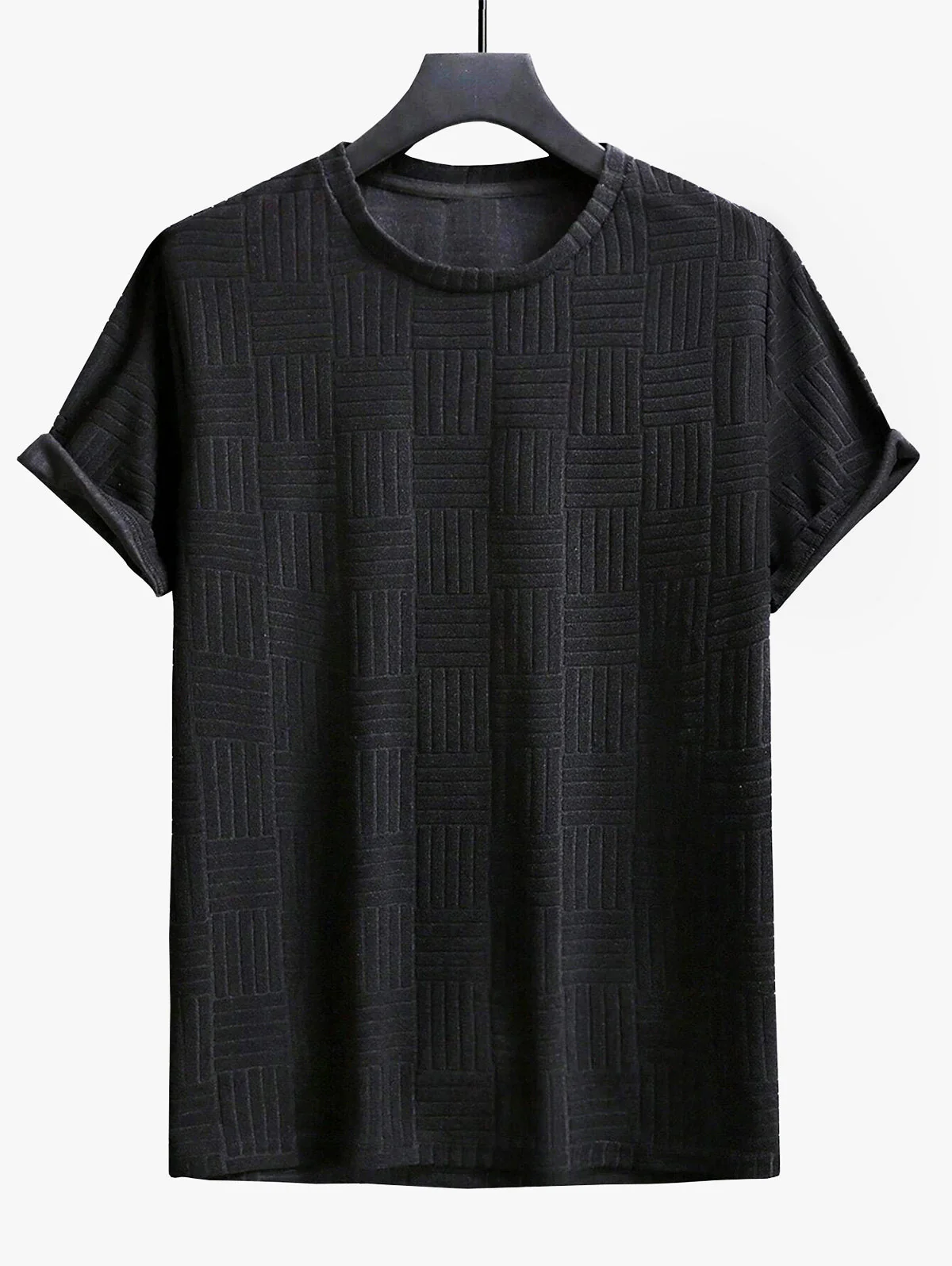Mens Jacquard Towel Cloth Short Sleeves T-shirt - Image 10