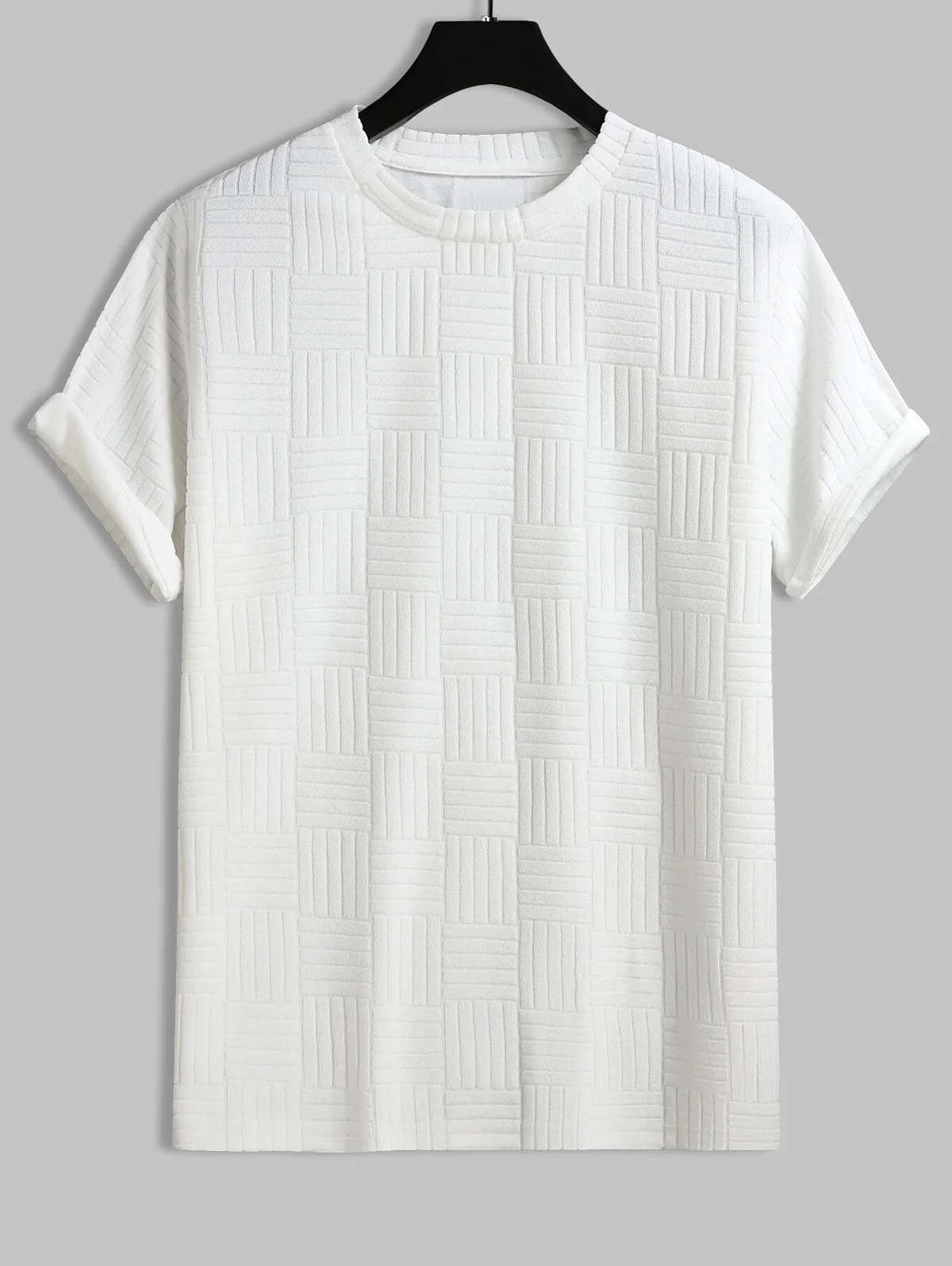 Mens Jacquard Towel Cloth Short Sleeves T-shirt - Image 5