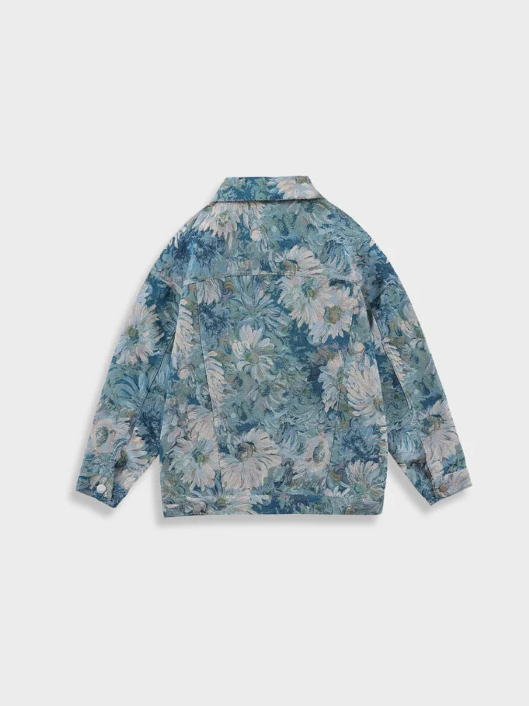 Oil Painted Flower Denim Jacket - Image 2