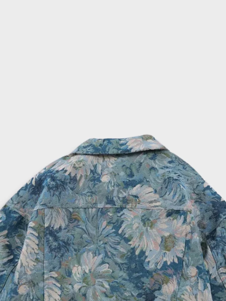 Oil Painted Flower Denim Jacket - Image 4