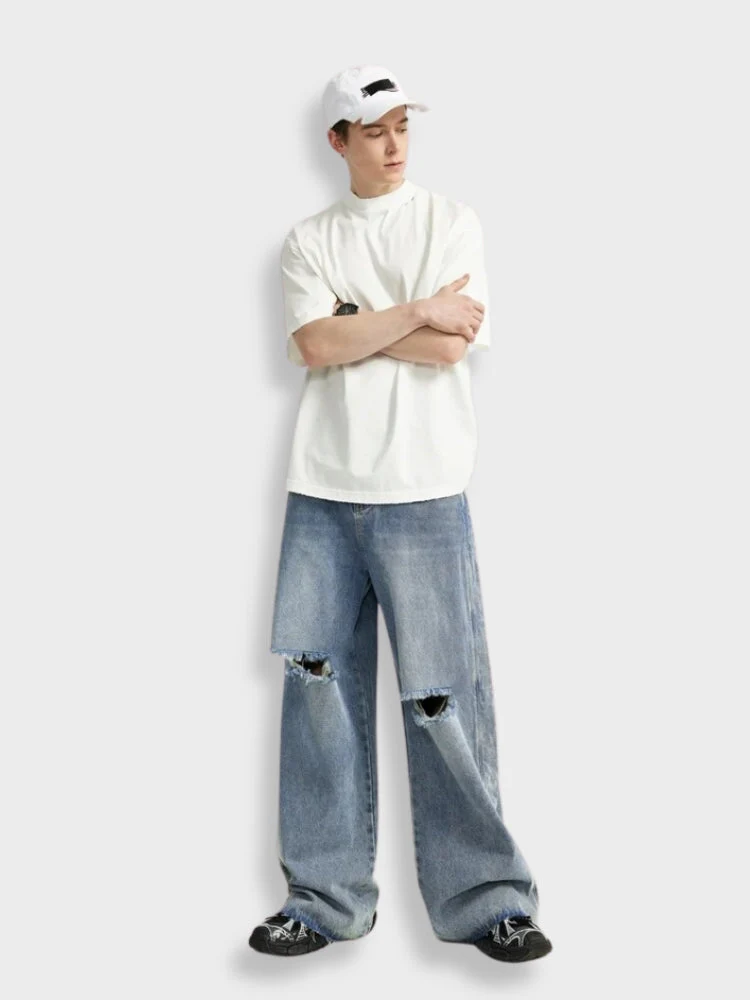 Oversized Ripped Denim Jeans - Image 5
