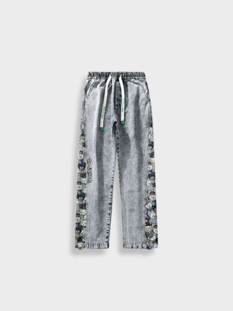 Patchwork Design Straight Jeans - Image 4