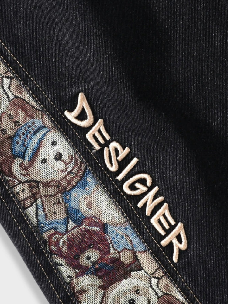 Patchwork Design Straight Jeans - Image 8