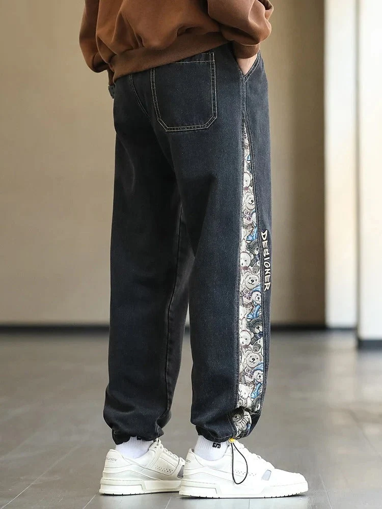 Patchwork Design Straight Jeans - Image 9