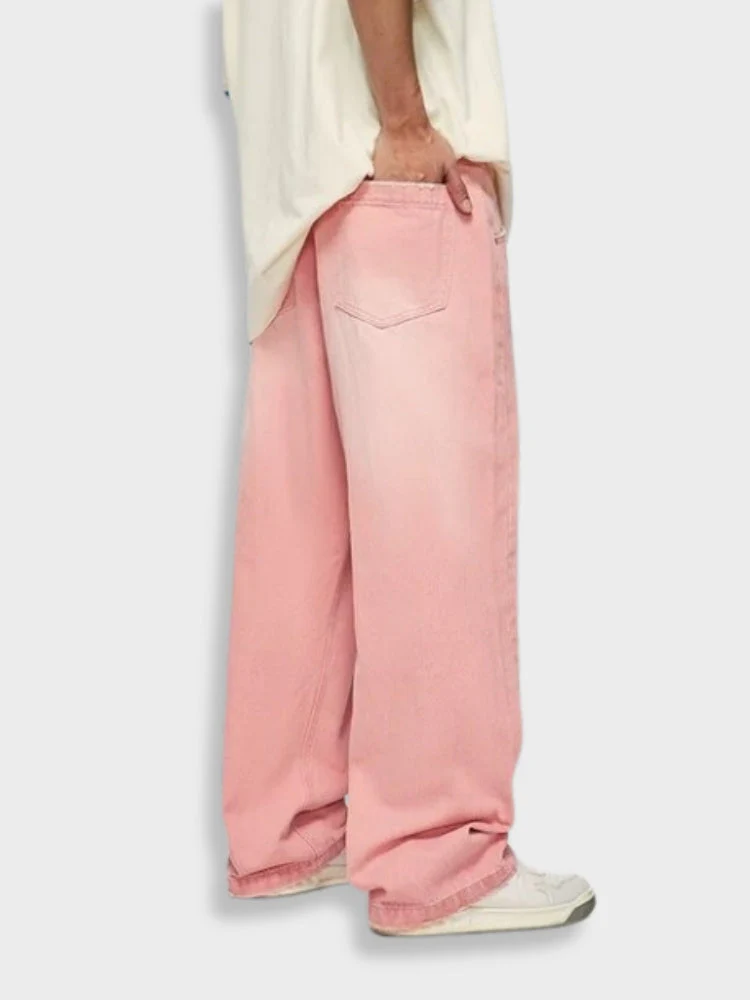 Pink Vintage Washed Denim Jeans - Image 3