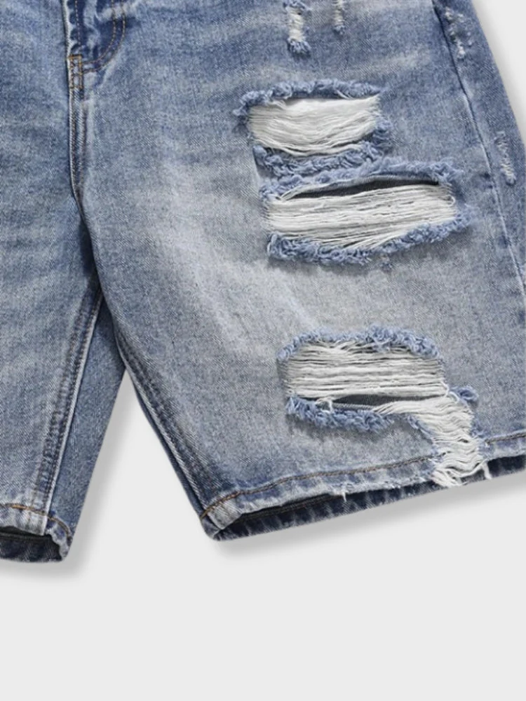 Ripped Denim Shorts - Image 6