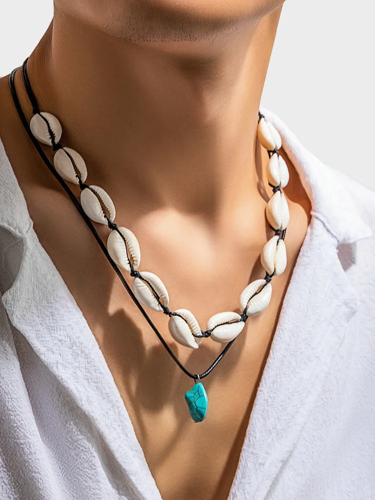 Sea Shell Beach Choker with Stone Pendant - Image 2