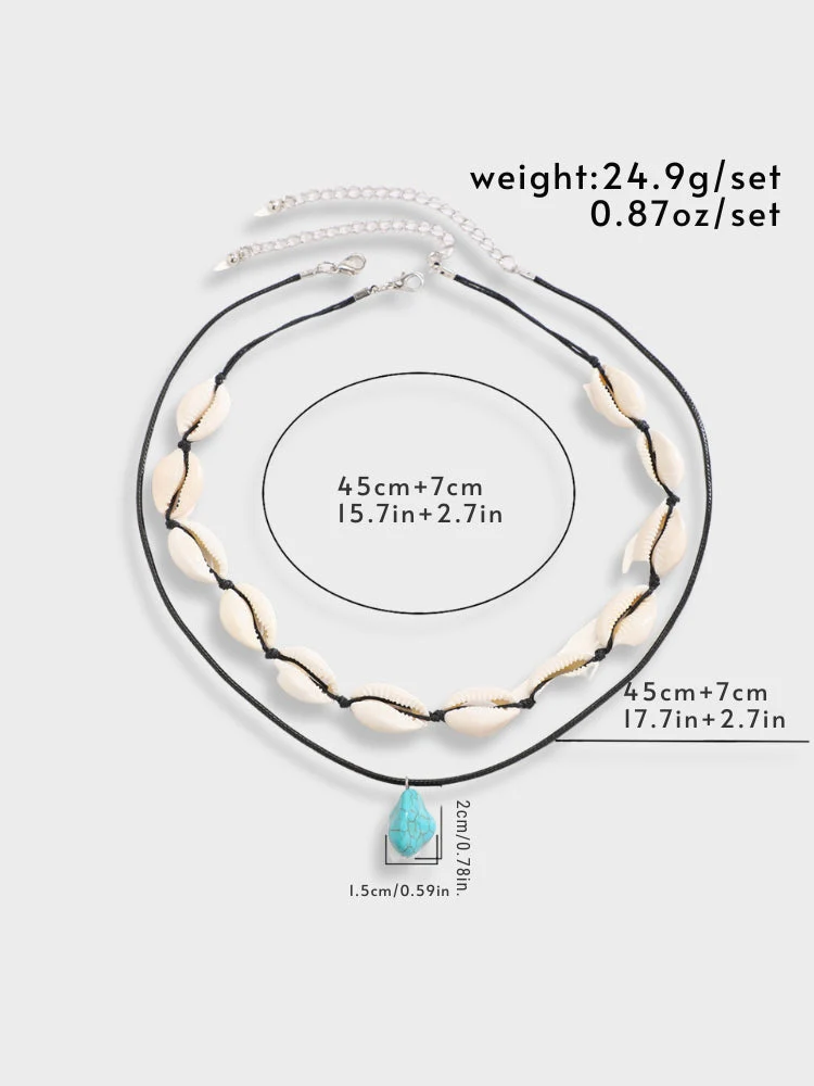Sea Shell Beach Choker with Stone Pendant - Image 7