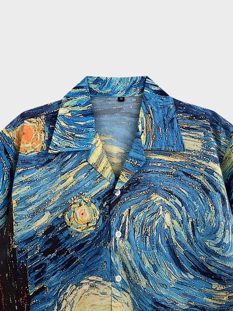 Van Gogh - Starry Night Retro Blouse - Image 3