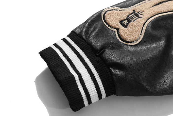 Vintage Varsity Jacket Bone Black - Image 4