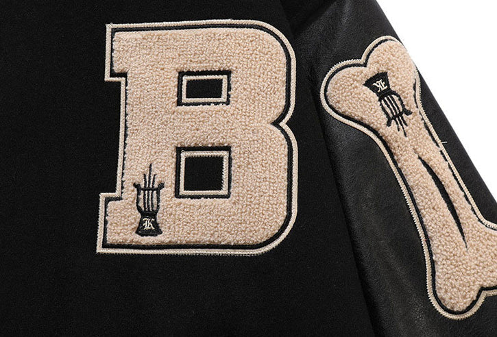 Vintage Varsity Jacket Bone Black - Image 5