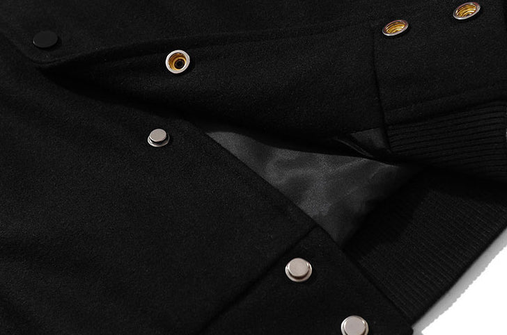 Vintage Varsity Jacket Bone Black - Image 7
